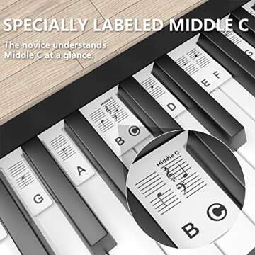 Removable Piano Keyboard Note Labels for Learning,Piano Keyboard Stickers,Piano Notes Guide for Begi...