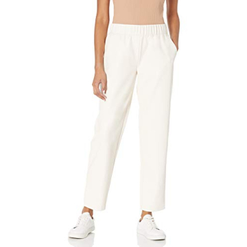 Stylish Ivory Faux Leather Slim Joggers for Women