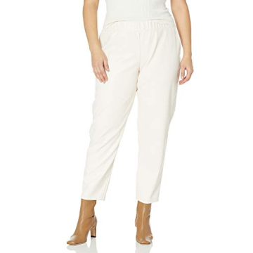 Stylish Ivory Faux Leather Slim Joggers for Women