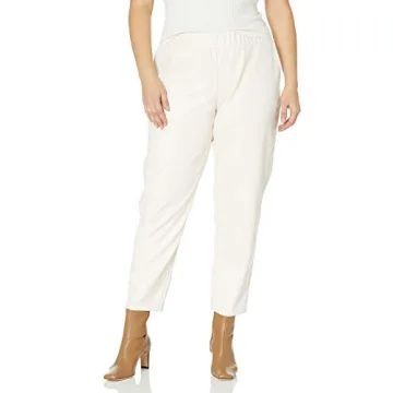 Stylish Ivory Faux Leather Slim Joggers for Women