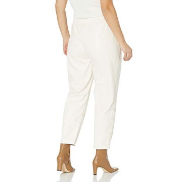 Stylish Ivory Faux Leather Slim Joggers for Women
