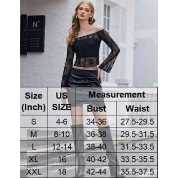 Avidlove Lace Long Sleeve Tops for Women Y2k Off The Shoulder Tops Sexy Sheer Bell Sleeve Going Out Tops