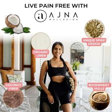 Ajna Acupressure Mat and Pillow Set - Natural Organic Linen Cotton Acupuncture Mat & Bag - Back Pain Relief, Neck Pain Relief, Stress Reliever, Reflexology, Sciatica, Trigger Point Therapy - Eco Luxe