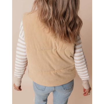 Shop TUREAU Women Corduroy Puffer Vest for Winter Style