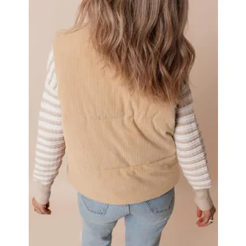 Shop TUREAU Women Corduroy Puffer Vest for Winter Style
