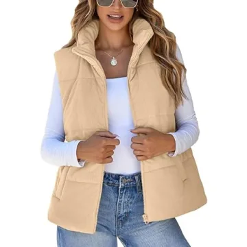 Shop TUREAU Women Corduroy Puffer Vest for Winter Style