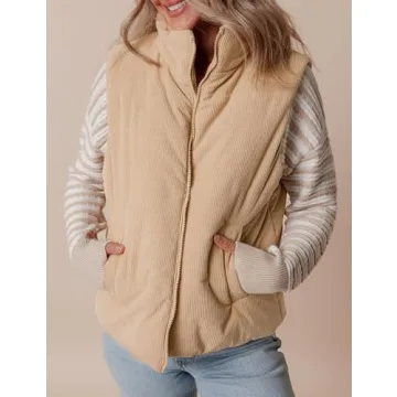 Shop TUREAU Women Corduroy Puffer Vest for Winter Style