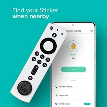 Tile Sticker (2020) 4-pack - Small, Adhesive Bluetooth Tracker, Item Locator and Finder for Remotes, Headphones, Gadgets and More