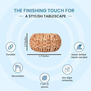 Rattan Napkin Rings Set of 12,Decorative Serviette Ring,Beach Napkin Holders,Napkin Rings Bulk for Party Decoration,Dinning Table,Everyday,Family Gatherings - A Great Tabletop Décor - Natural Tan