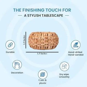 Rattan Napkin Rings Set of 12,Decorative Serviette Ring,Beach Napkin Holders,Napkin Rings Bulk for Party Decoration,Dinning Table,Everyday,Family Gatherings - A Great Tabletop Décor - Natural Tan