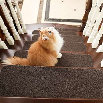 COSY HOMEER Non-Slip Stair Treads 28x9 4pcs for Wooden Steps, Brown