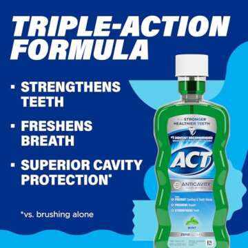 ACT Anticavity Zero Alcohol Mouthwash Pack of 4 - Mint Flavor
