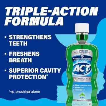 ACT Anticavity Zero Alcohol Mouthwash Pack of 4 - Mint Flavor