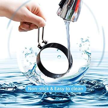Egg Rings, 3.5 Inch Egg Cooking Rings for Griddle Frying Eggs (4 Pack Food Grade Stainless Steel Non Stick Round Egg Pancake Shaper Molds with Oil Brush and Egg Separator)