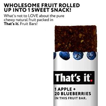 That's it Apple 100% Natural Real Fruit Bar, Best High Fiber Vegan, Gluten Free Healthy Snack, Paleo for Children & Adults, Non GMO, No Added Sugar, 1.2 Ounce (Pack of 12)