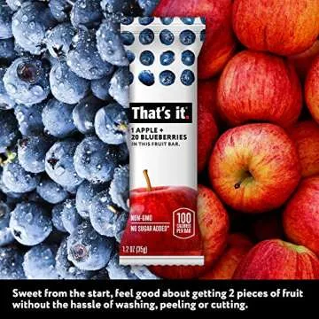 That's it Apple 100% Natural Real Fruit Bar, Best High Fiber Vegan, Gluten Free Healthy Snack, Paleo for Children & Adults, Non GMO, No Added Sugar, 1.2 Ounce (Pack of 12)