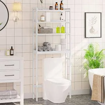 HOOBRO Over The Toilet Storage Shelf, 4 Tier Over Toilet Bathroom Organizer, 23.6" L x 9.4" W x 65.7...