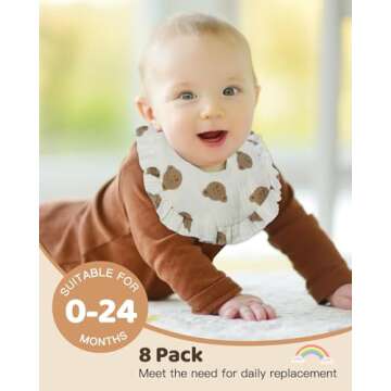 Lictin 8-Pack Muslin Bibs for Toddlers - Soft & Absorbent