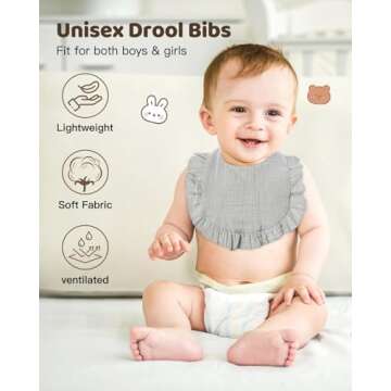 Lictin 8-Pack Muslin Bibs for Toddlers - Soft & Absorbent