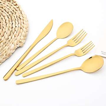 Elegant Snplowum 20-Piece Gold 304 Stainless Steel Cutlery Set for Dining and Gifting