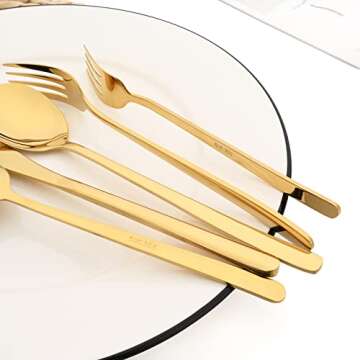 Snplowum 20-Piece Gold Stainless Steel Cutlery Set