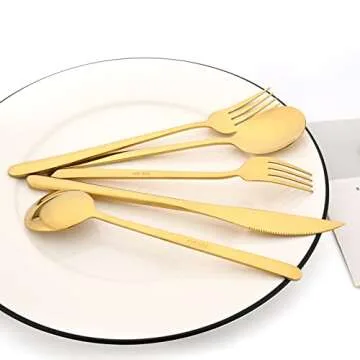 Snplowum 20-Piece Gold Stainless Steel Cutlery Set