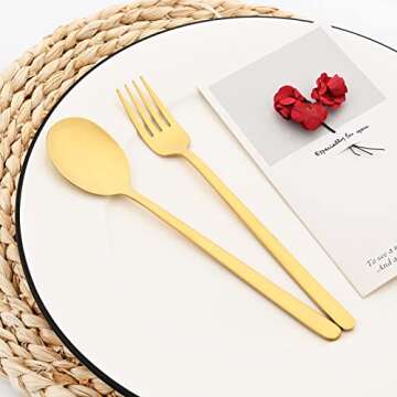 Snplowum 20-Piece Gold Stainless Steel Cutlery Set