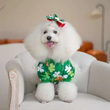 CuteBone Clover St.Patrick's Day Small Dog Pajamas Soft Puppy Pjs Fleece Stretchy Onesie Cat Clothes for Daily Wear P275S