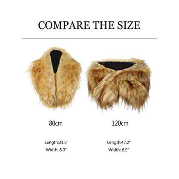 Soul Young Faux Fur Collar Women's Neck Warmer Scarf Wrap,Nature,One Size