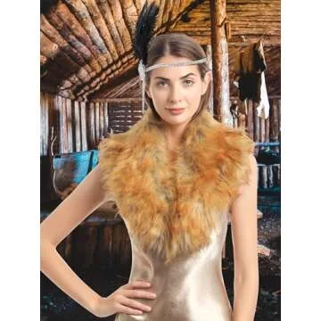 Soul Young Faux Fur Collar Women's Neck Warmer Scarf Wrap,Nature,One Size