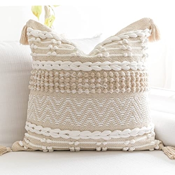 BlissBlush Boho Throw Pillow Cover 20x20 - Handmade Decorative Accent for Couch