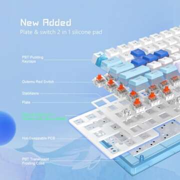 Womier 60% Percent Keyboard,WK61 Mechanical RGB Wired Gaming Keyboard,Hot-Swappable Creamy Keyboard with PBT Keycaps,Linear Red Switch for Windows/MAC-Blue