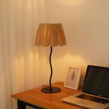 Modern Rattan Lampshade Table Lamp for Stylish Living