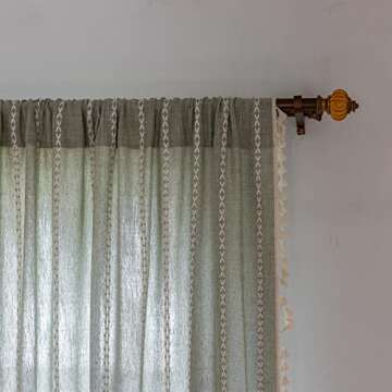 Sage Green Boho Farmhouse Curtains 84 Inch Length