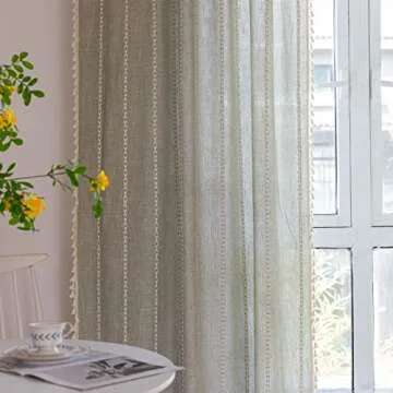 Sage Green Boho Farmhouse Curtains 84 Inch Length
