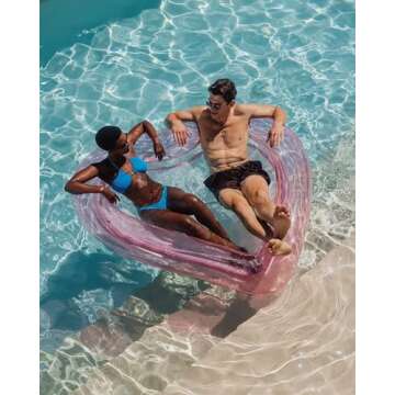 FUNBOY Original Clear Heart Water Hammock with Mesh Pool Float Perfect for Summer Pool Parties