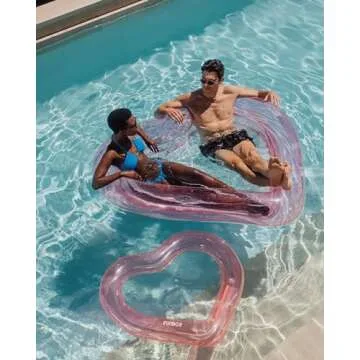FUNBOY Original Clear Heart Water Hammock with Mesh Pool Float Perfect for Summer Pool Parties