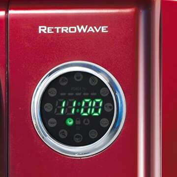 Nostalgia RMO4RR Retro Large 0.9 cu ft, 800-Watt Countertop Microwave Oven, 12 Pre-Programmed Cooking Settings, Digital Clock, Easy Clean Interior, Metallic Red