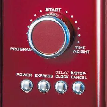 Nostalgia RMO4RR Retro Large 0.9 cu ft, 800-Watt Countertop Microwave Oven, 12 Pre-Programmed Cooking Settings, Digital Clock, Easy Clean Interior, Metallic Red