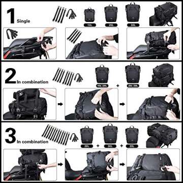 Rhinowalk Motor Pannier Bag 10/20/30L Multifunctional Waterproof Rear Rack Trunk Motorcycle Seat Bag (Black-10L)