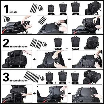 Rhinowalk Motor Pannier Bag 10/20/30L Multifunctional Waterproof Rear Rack Trunk Motorcycle Seat Bag (Black-10L)