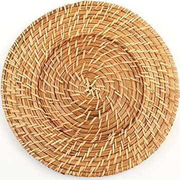 Koyal Rattan Charger Plates - Elegant 4-Pack