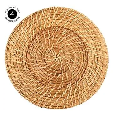 Koyal Rattan Charger Plates - Elegant 4-Pack