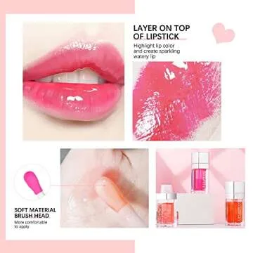 MXNSLWA Plumping Lip Oil, Long Lasting Hydrating Lip Gloss Tinted Lip Balm Non-sticky Revitalizing, Tinting Lip Care Oil for Dry Lip (RASPBERRY)
