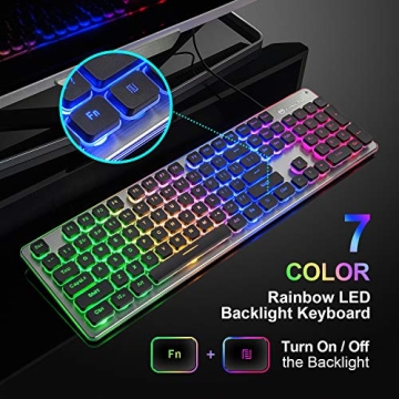 LANGTU Membrane Gaming Keyboard with Colorful LED Backlight