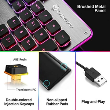 LANGTU Membrane Gaming Keyboard with Colorful LED Backlight