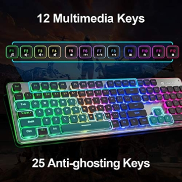 LANGTU Membrane Gaming Keyboard with Colorful LED Backlight