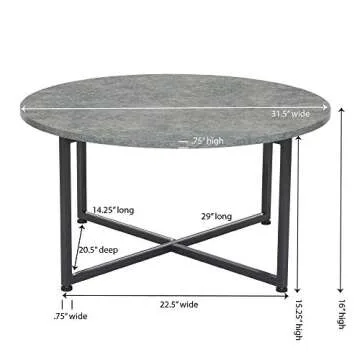 Household Essentials Round Gray Coffee Table, Grey Slate
