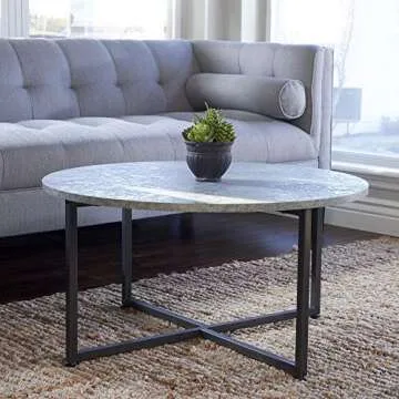 Household Essentials Round Gray Coffee Table, Grey Slate