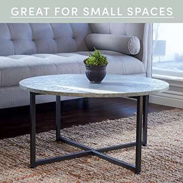 Household Essentials Round Gray Coffee Table, Grey Slate
